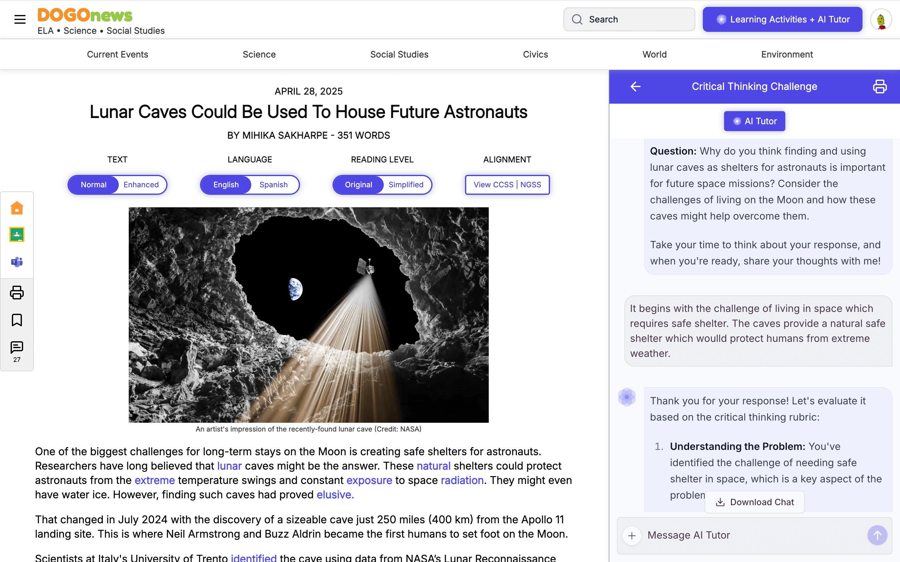 AI Tutor on Critical Thinking Challenge